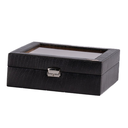 12 Slot Genuine Leather Premium Watch Box Glass Top