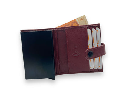 Smart Pop-Up Metallic Card Holder Bi-Fold Wallet in Leather # 4029C.Box