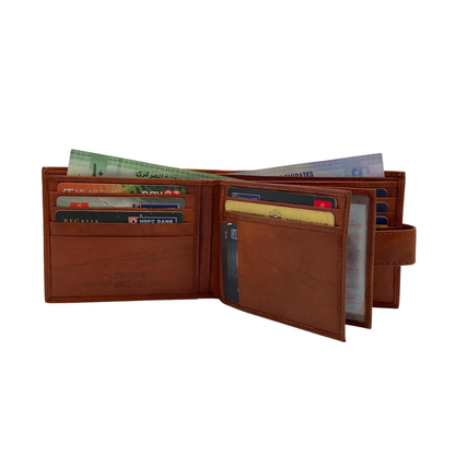 Mens Genuine Leather Mens wallet Leather Lined Bi fold Wallet For Men # 1406AL