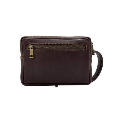 Hand Pouch, Wash Bag, Toiletry, Genuine Leather # 2040HN
