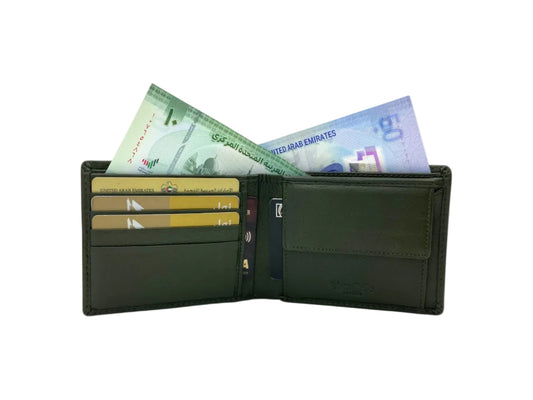 VacaPelle 6-8 Card & Coins Billfold Genuine Leather Wallet # 4662C