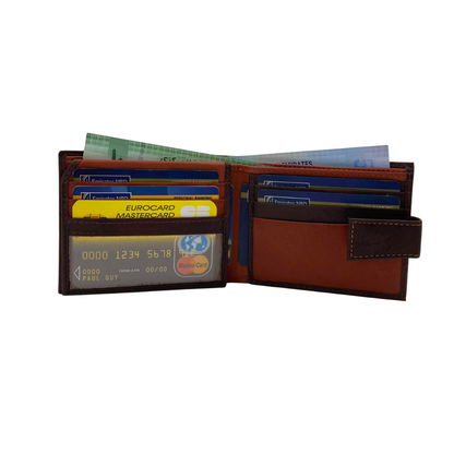 Mens Genuine Leather Mens wallet Leather Lined Bi fold Wallet For Men # 1981L