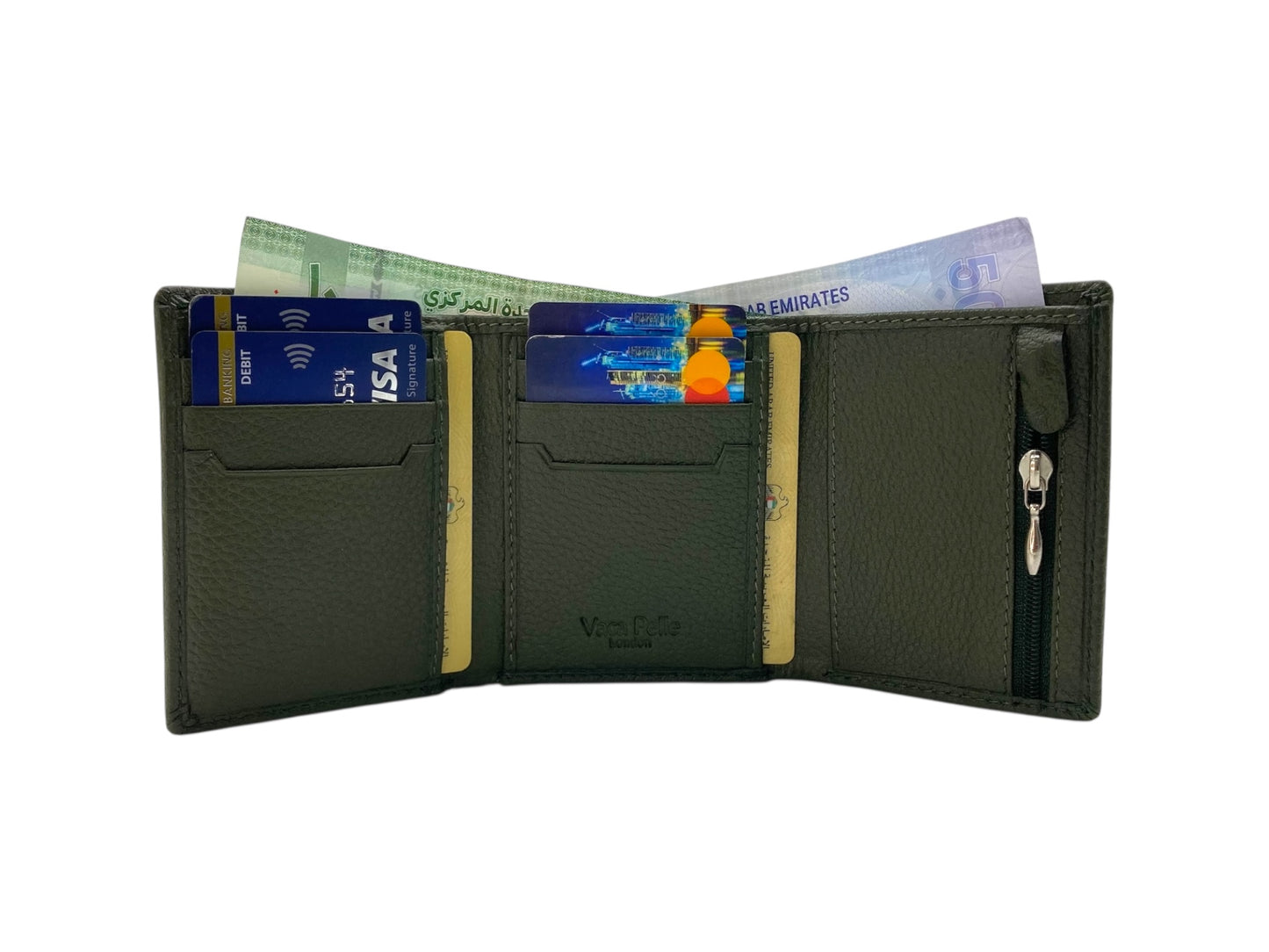 VacaPelle 8-10 Cards Trifold Genuine Leather Wallet # 4699