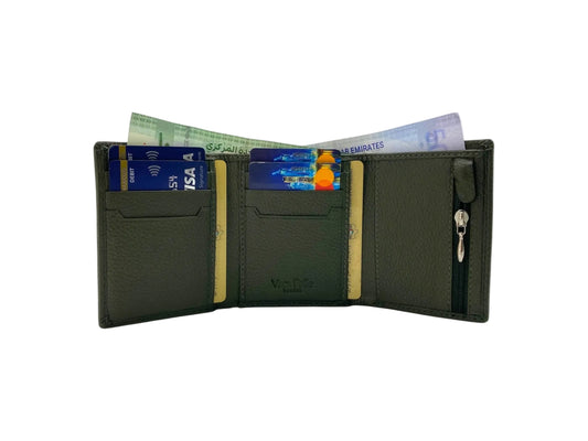 VacaPelle 8-10 Cards Trifold Genuine Leather Wallet # 4699
