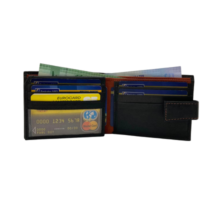 Mens Genuine Leather Mens wallet Leather Lined Bi fold Wallet For Men # 1981L