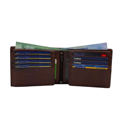 Mens Genuine Leather Mens wallet Leather Lined Bi fold Wallet For Men # 1244