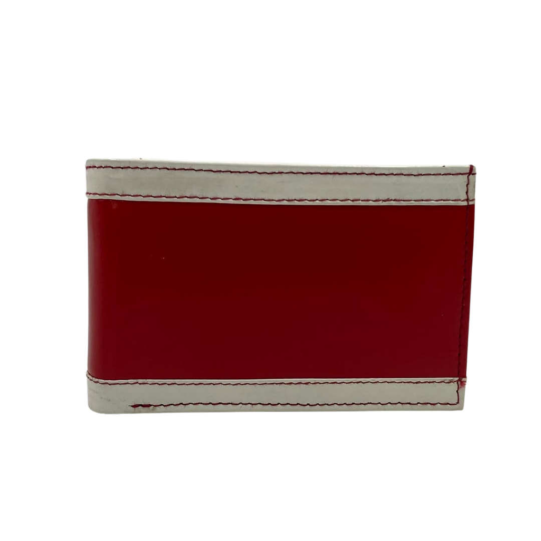 Men's Waterproof Bifold Leather Wallet with ID Window & Card Slots (White & Red Edition) #1020B [PATTI]