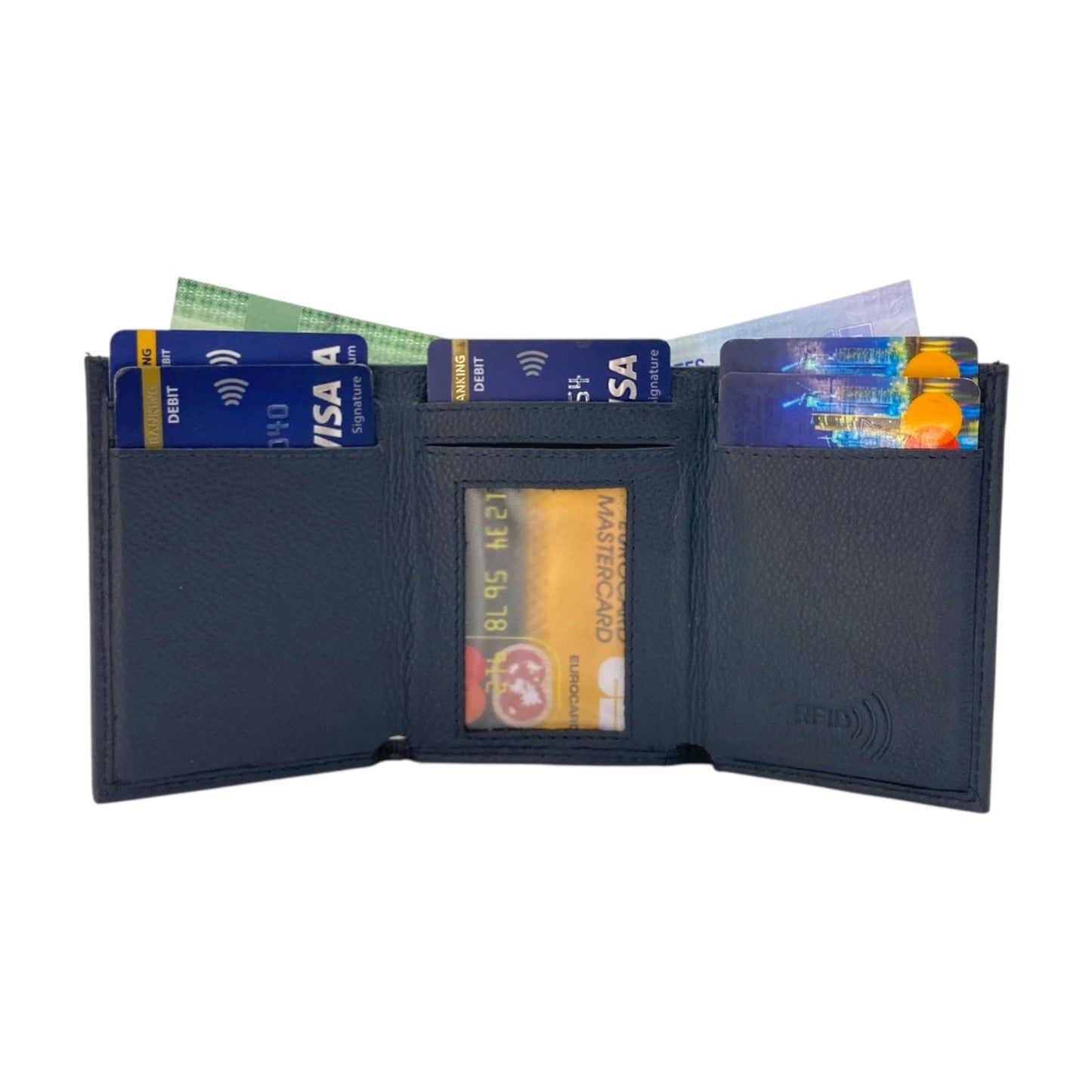 RFID Compact Trifold Cards & Cash Wallet #  1891 Elastic