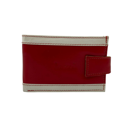 Men's Waterproof Bifold Leather Wallet with ID Window & Card Slots (White & Red Edition) #1020AL [PATTI]