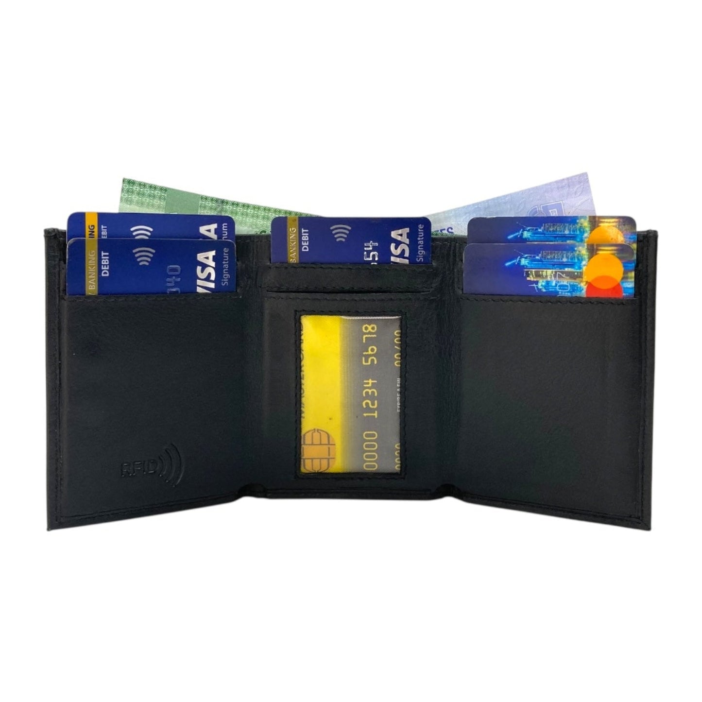 RFID Compact Trifold Cards & Cash Wallet #  1891 Elastic