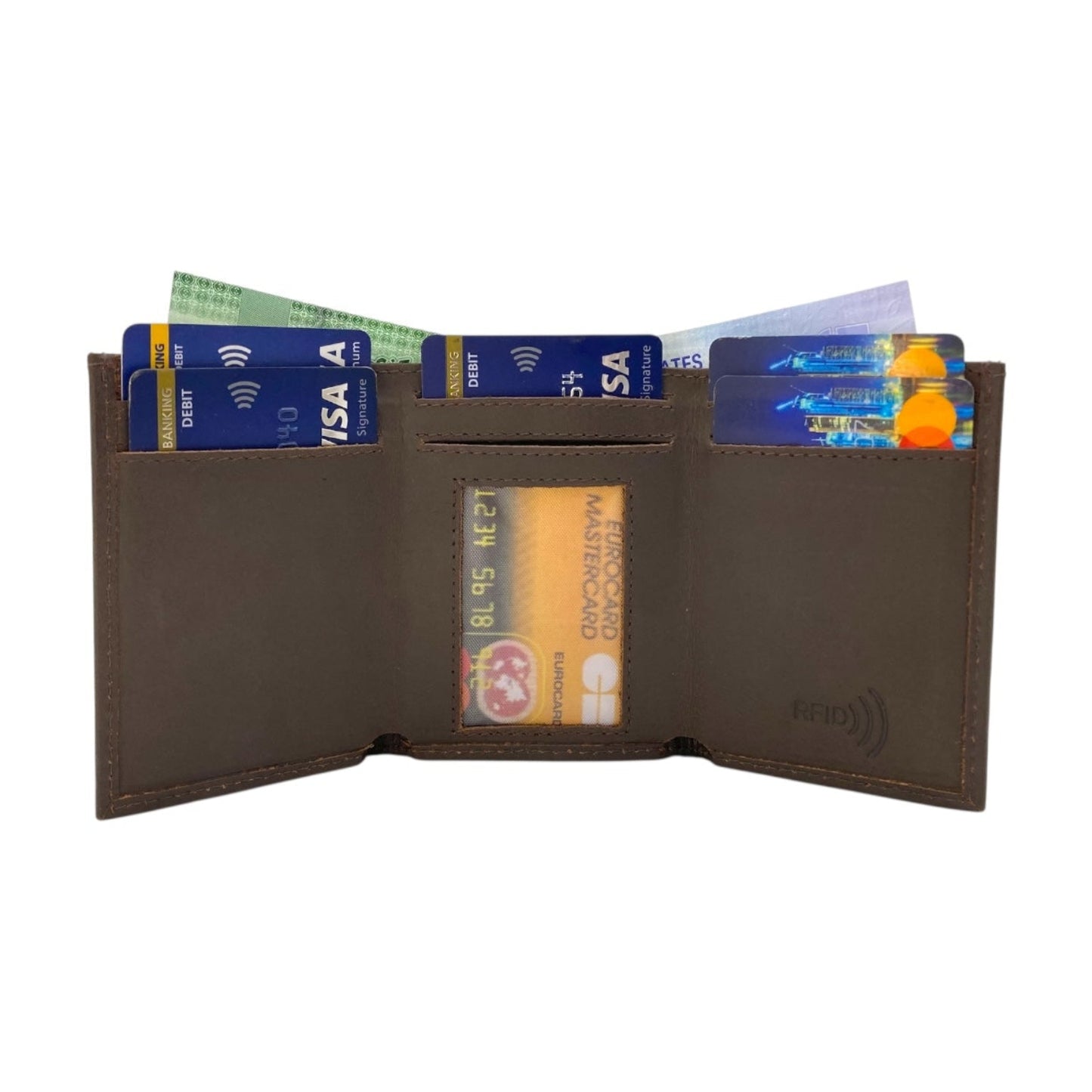 RFID Compact Trifold Cards & Cash Wallet #  1891 Elastic