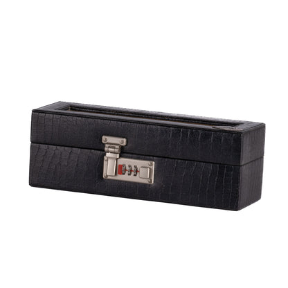 4 Slot Genuine Leather Premium Watch Box Glass Top