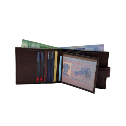 Mens Genuine Leather Mens wallet Leather Lined Bi fold Wallet For Men # 797AL