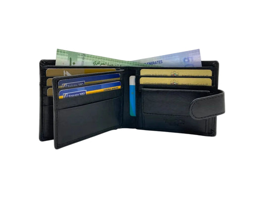 VacaPelle 10-12 Card & Coins Billfold Genuine Leather Wallet # 4094NCL