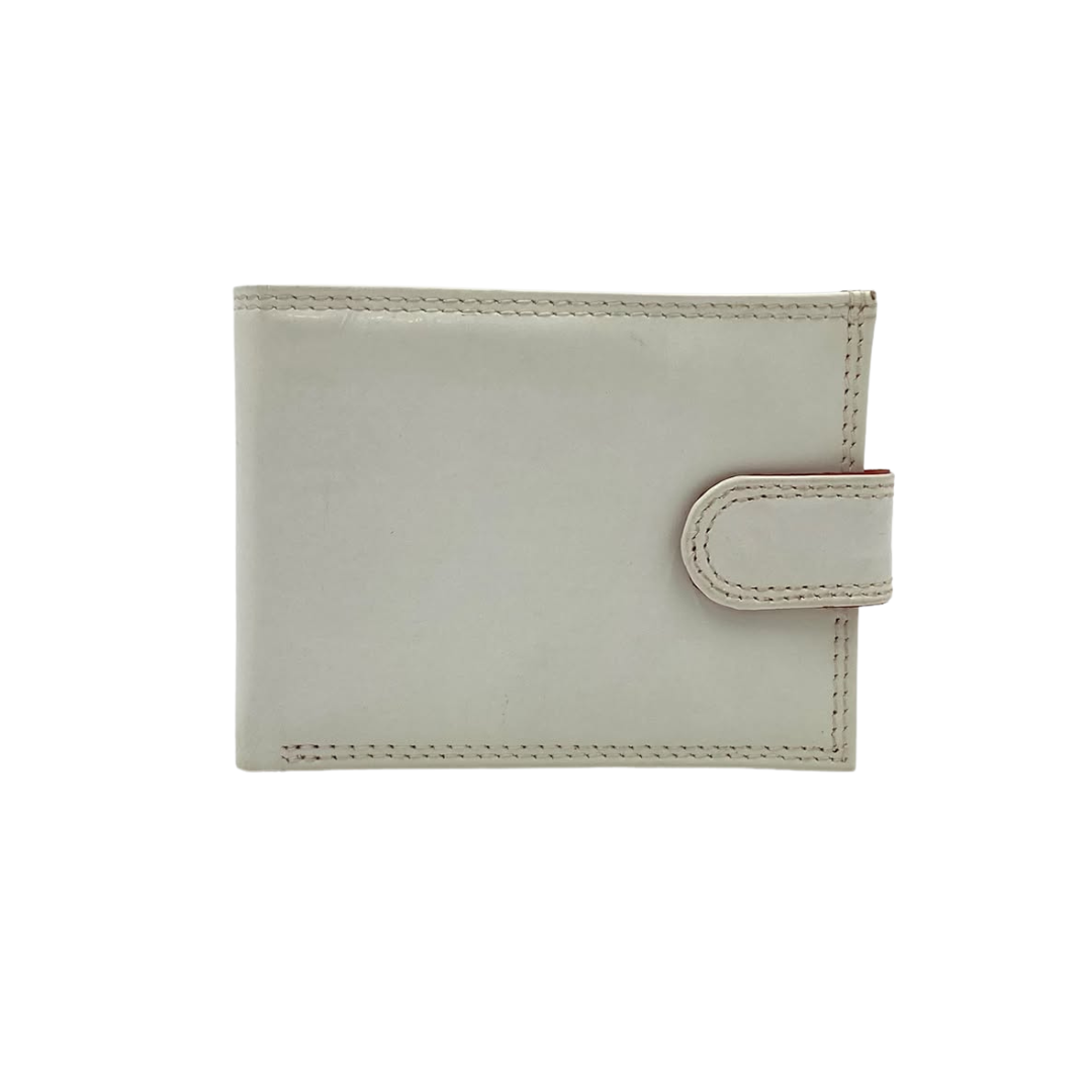 Men's Waterproof Bifold Leather Wallet with ID Window & Card Slots (White & Red Edition) #1728CL [PLAIN]