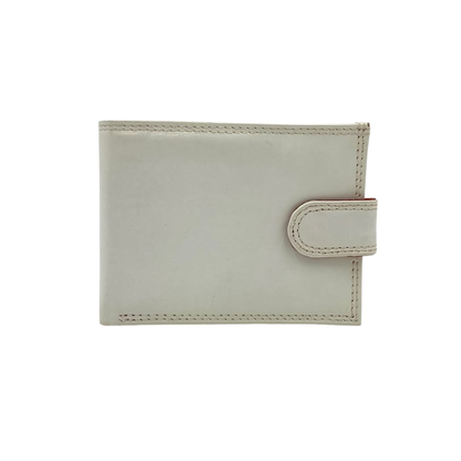 Men's Waterproof Bifold Leather Wallet with ID Window & Card Slots (White & Red Edition) #1728CL [PLAIN]