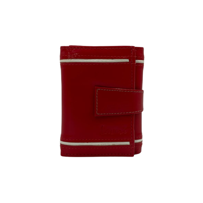 Men's Waterproof Bifold Leather Wallet with ID Window & Card Slots (White & Red Edition) #1125 [D.L.]