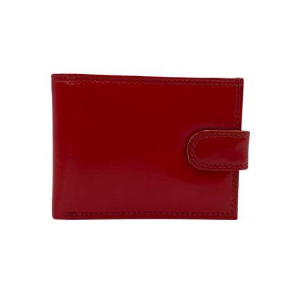 Men's Waterproof Bifold Leather Wallet with ID Window & Card Slots (White & Red Edition) #1728CL [PLAIN]