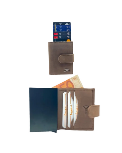 Smart Pop-Up Metallic Card Holder Bi-Fold Wallet in Leather # 4525