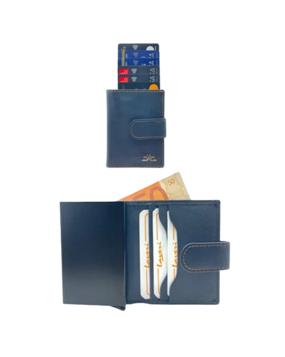 Smart Pop-Up Metallic Card Holder Bi-Fold Wallet in Leather # 4525