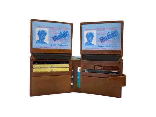 VacaPelle 14-16 Card & Zip-Coins Billfold Genuine Leather Wallet # 1244SL