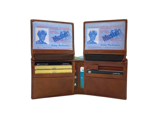 VacaPelle 14-16 Card & Zip-Coins Billfold Genuine Leather Wallet # 1244S