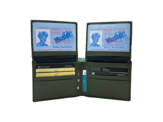 VacaPelle 14-16 Card & Zip-Coins Billfold Genuine Leather Wallet # 1244S