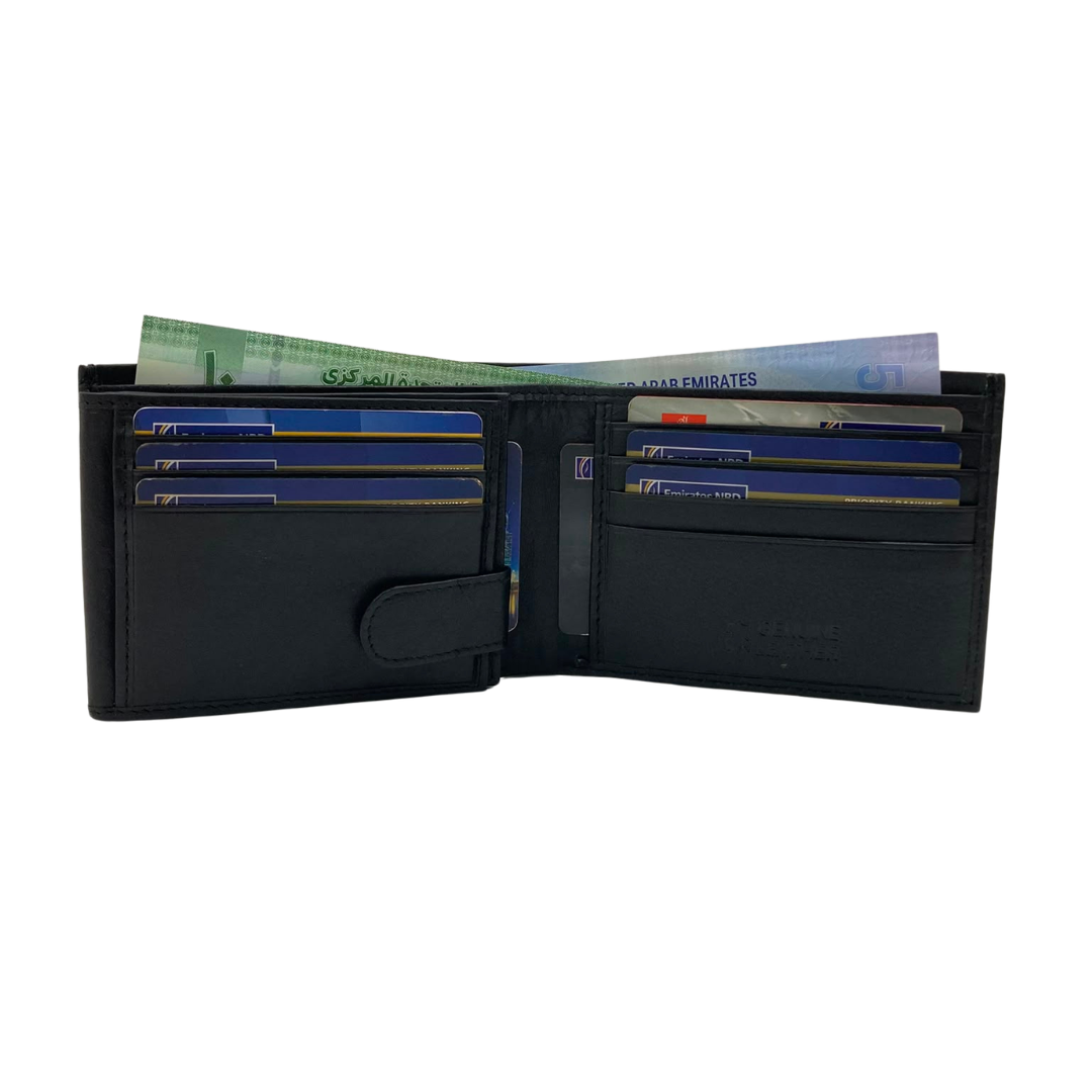 Mens Genuine Leather Mens wallet Leather Lined Bi fold Wallet For Men # 1013