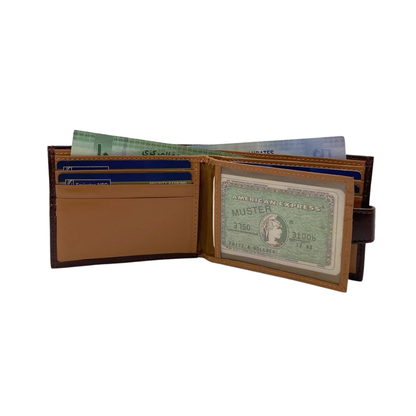 Classic Men's Waterproof Bifold Leather Wallet with Flip ID Window #1728L (C.L.)