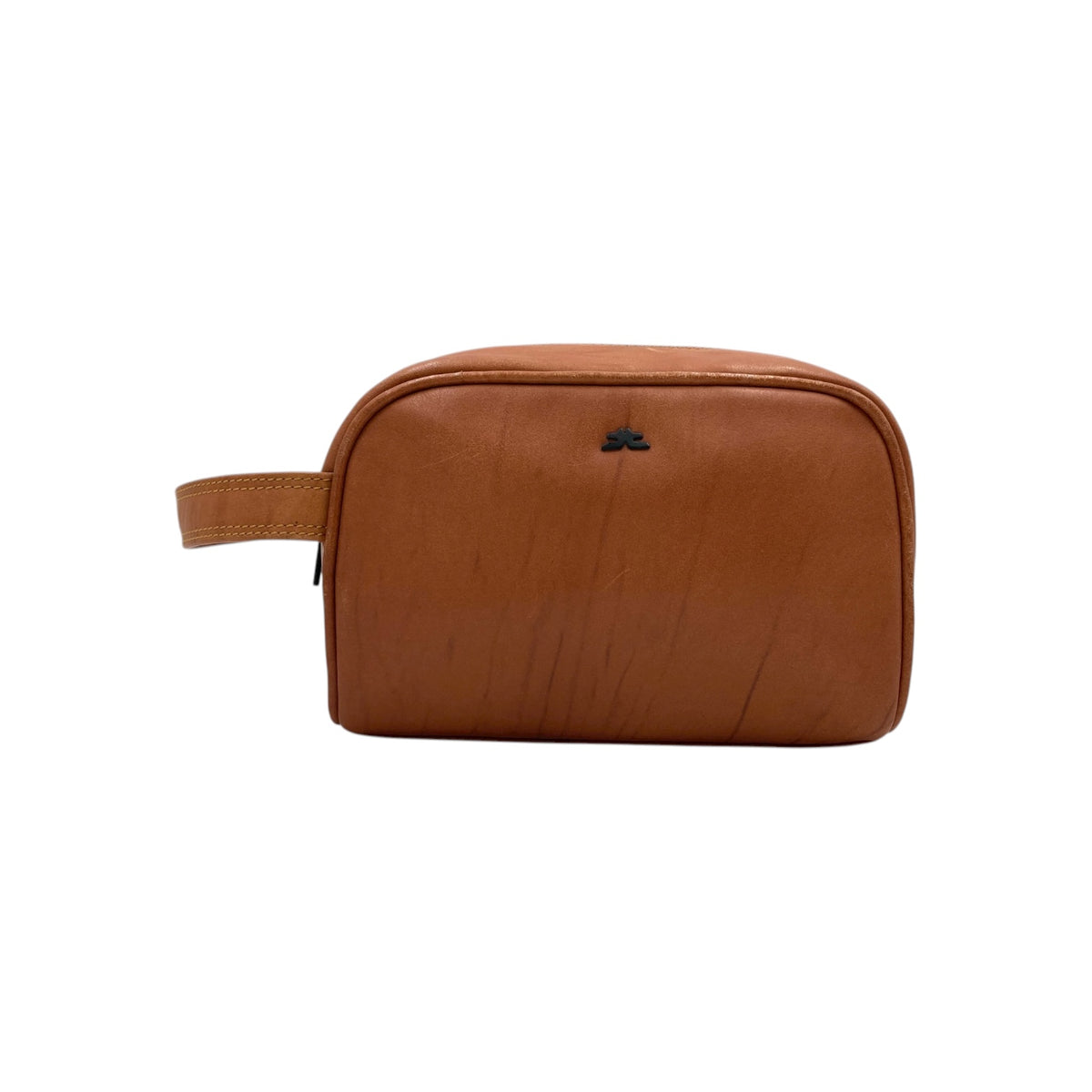 Hand Pouch, Wash Bag, Toiletry, Genuine Leather # 2694B