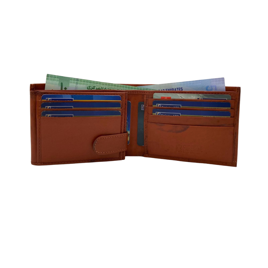 Mens Genuine Leather Mens wallet Leather Lined Bi fold Wallet For Men # 1013