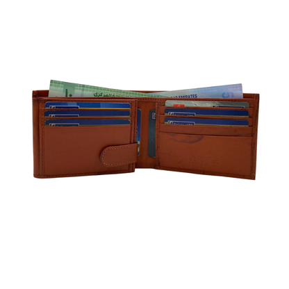 Mens Genuine Leather Mens wallet Leather Lined Bi fold Wallet For Men # 1013
