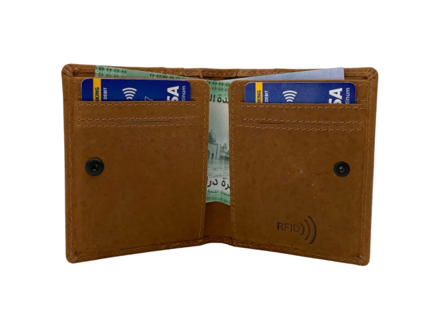 Slim Snap Button Outside Cards & Cash Wallet # RFID 4560S