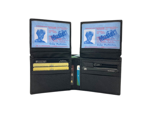 VacaPelle 14-16 Card & Zip-Coins Billfold Genuine Leather Wallet # 1244S