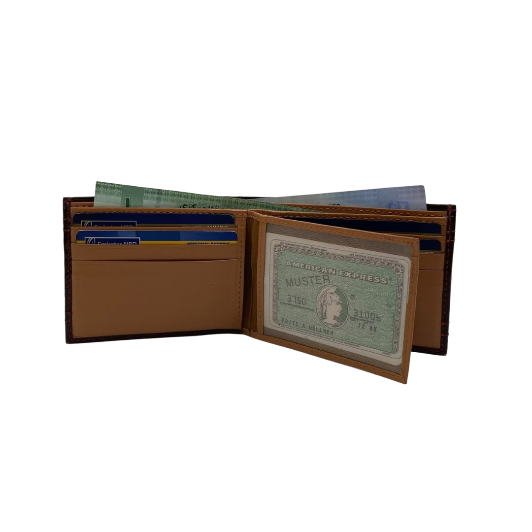 Classic Men's Waterproof Bifold Leather Wallet with Flip ID Window #1728 (D.L.)