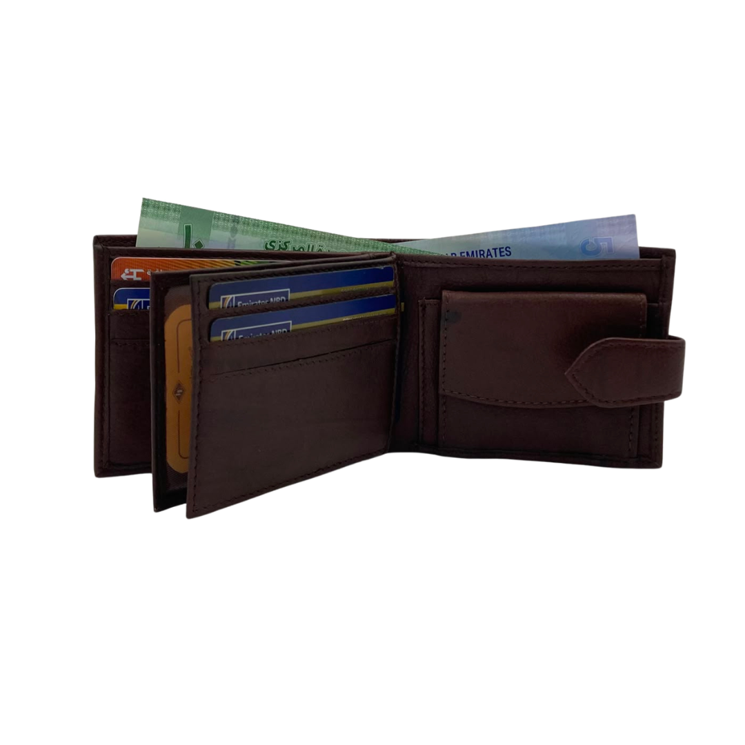 Mens Genuine Leather Mens wallet Leather Lined Bi fold Wallet For Men # JD 2007