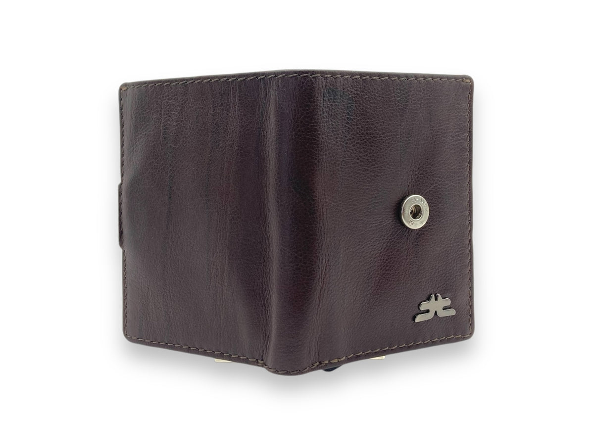 Smart Pop-Up Metallic Card Holder Bi-Fold Wallet in Leather # 4525
