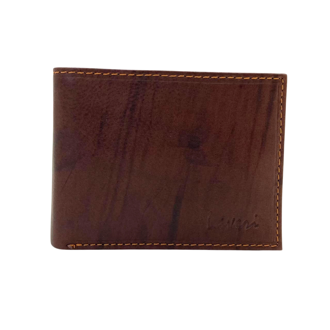 Mens Genuine Leather Mens wallet Leather Lined Bi fold Wallet For Men # 1981C