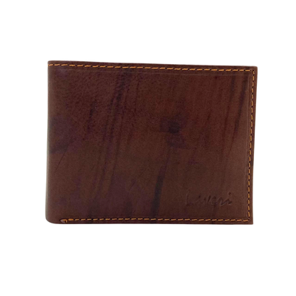 Mens Genuine Leather Mens wallet Leather Lined Bi fold Wallet For Men # 1981C