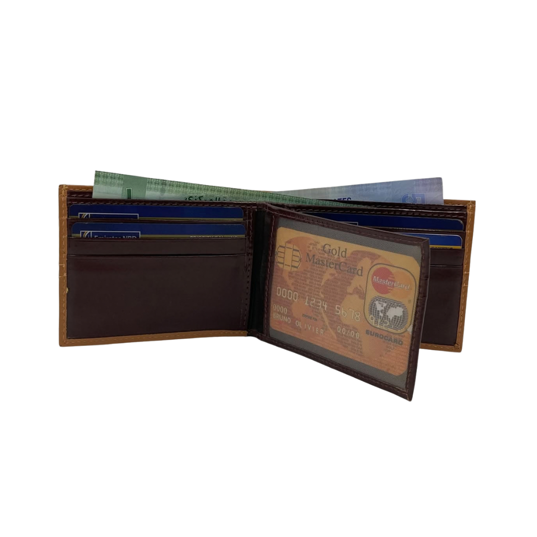 Classic Men's Waterproof Bifold Leather Wallet with Flip ID Window #1728
