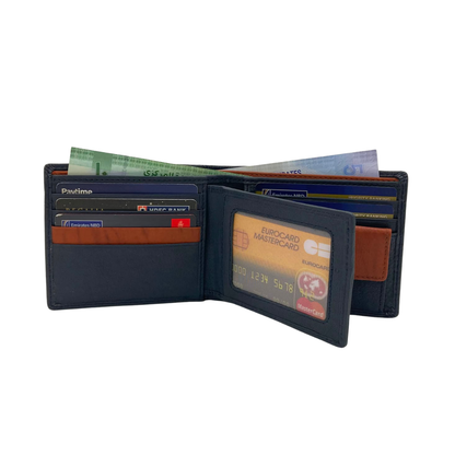 Mens Genuine Leather Mens wallet Leather Lined Bi fold Wallet For Men # 4094NC.2