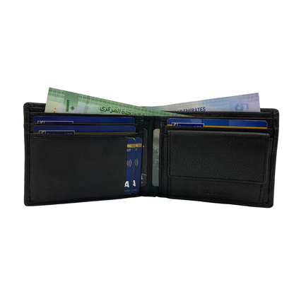 Mens Genuine Leather Mens wallet Leather Lined Bi fold Wallet For Men # 1250C