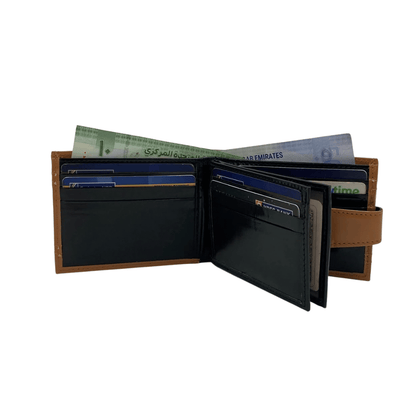 Classic Men's Waterproof Bifold Leather Wallet with Flip ID Window # 892L (D.L.)