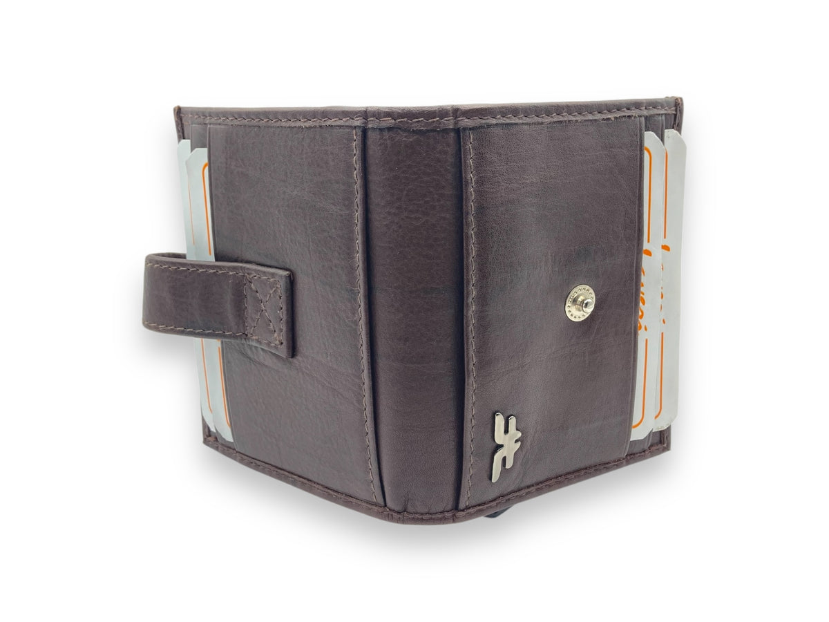 Smart Pop-Up Metallic Card Holder Bi-Fold Wallet in Leather # 4029C.Box