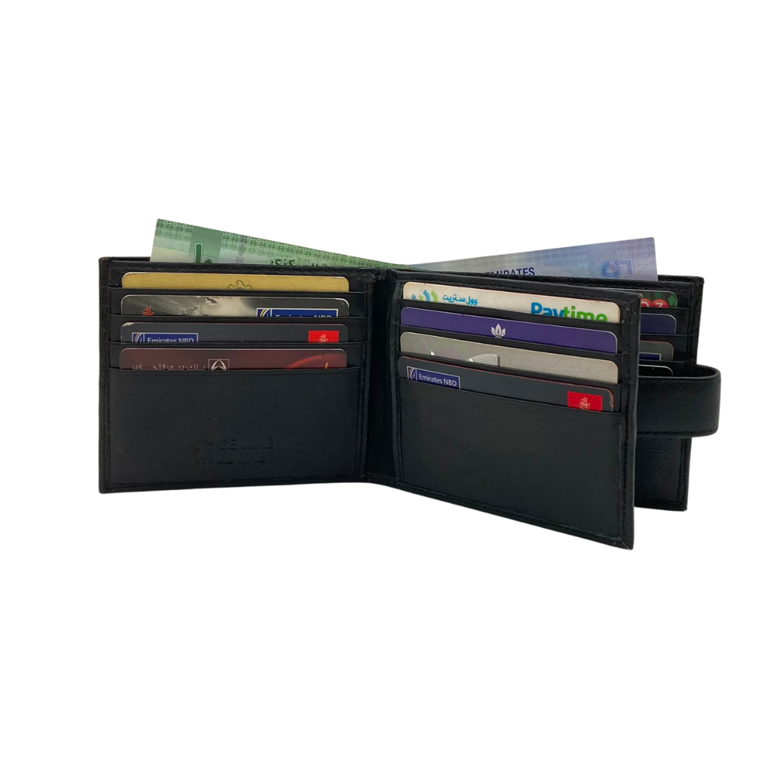 Mens Genuine Leather Mens wallet Leather Lined Bi fold Wallet For Men # 1261L
