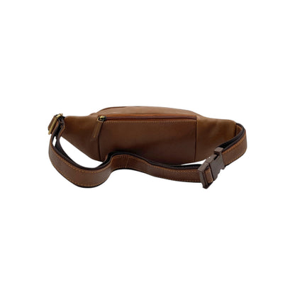 Classic Leather Belt Bag with Three Zippers – Sling Bag for Men & Women ,Belt pouch, Leather Waist Bag  # 2179