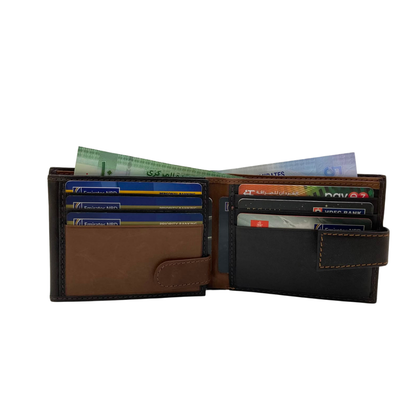 Mens Genuine Leather Mens wallet Leather Lined Bi fold Wallet For Men # 1426L