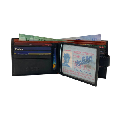Mens Genuine Leather Mens wallet Leather Lined Bi fold Wallet For Men # 1326L