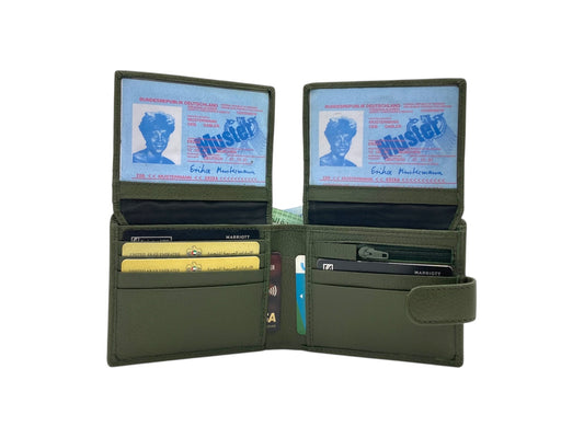 VacaPelle 14-16 Card & Zip-Coins Billfold Genuine Leather Wallet # 1244SL