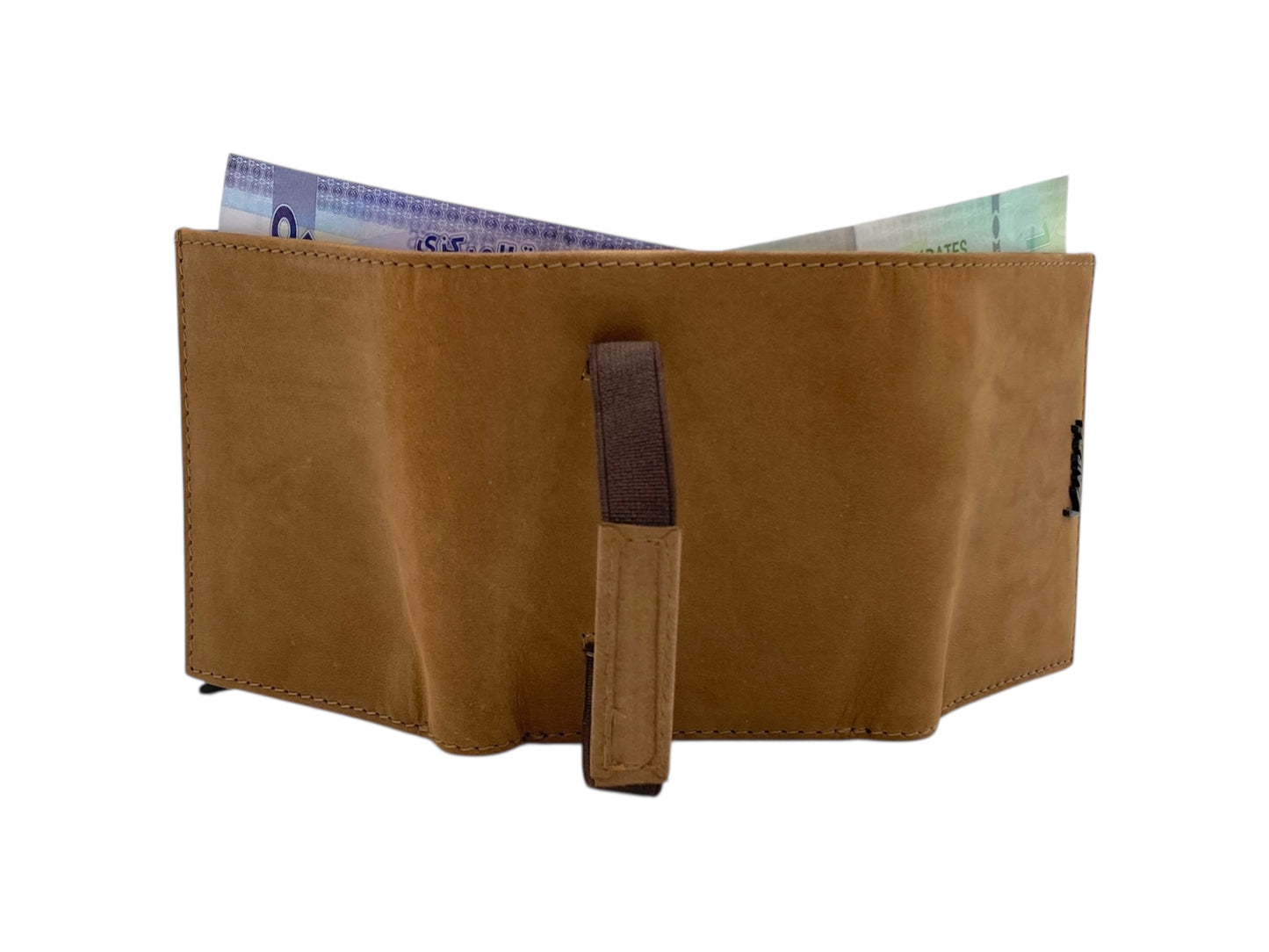 Smart Pop-Up Metallic Card Holder Tri-Fold Wallet in Leather # TRI 4523.NEW-ELASTIC